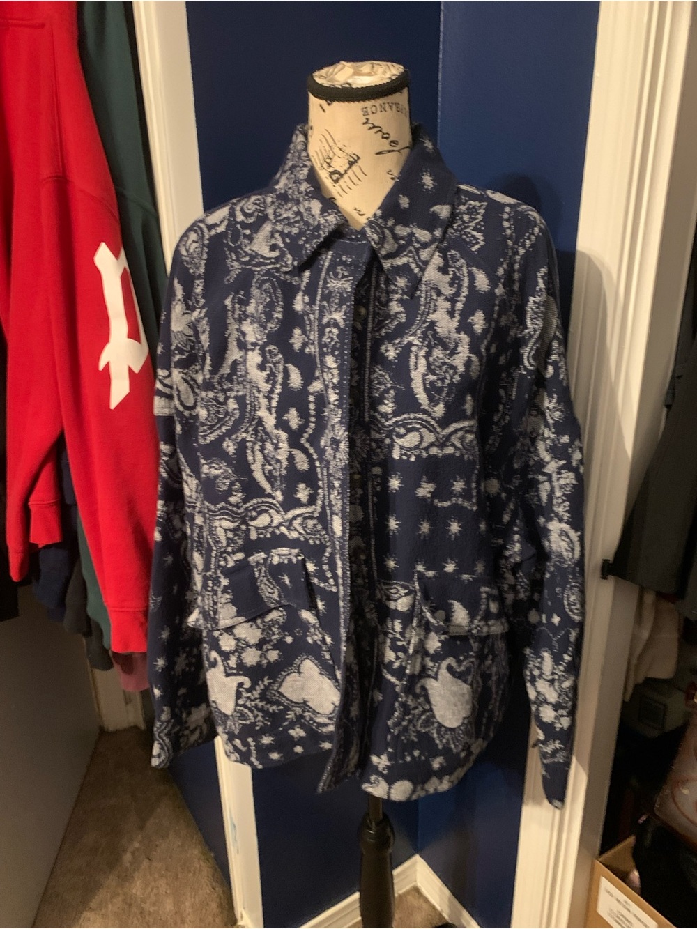 We The Free Navy and White Paisley Jacket